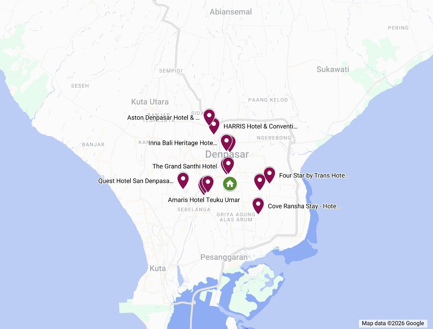 Map of hotels near the venue